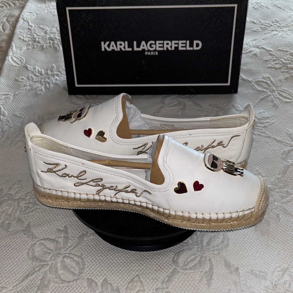 Karl Lagerfeld White Espadrilles with Heart Details